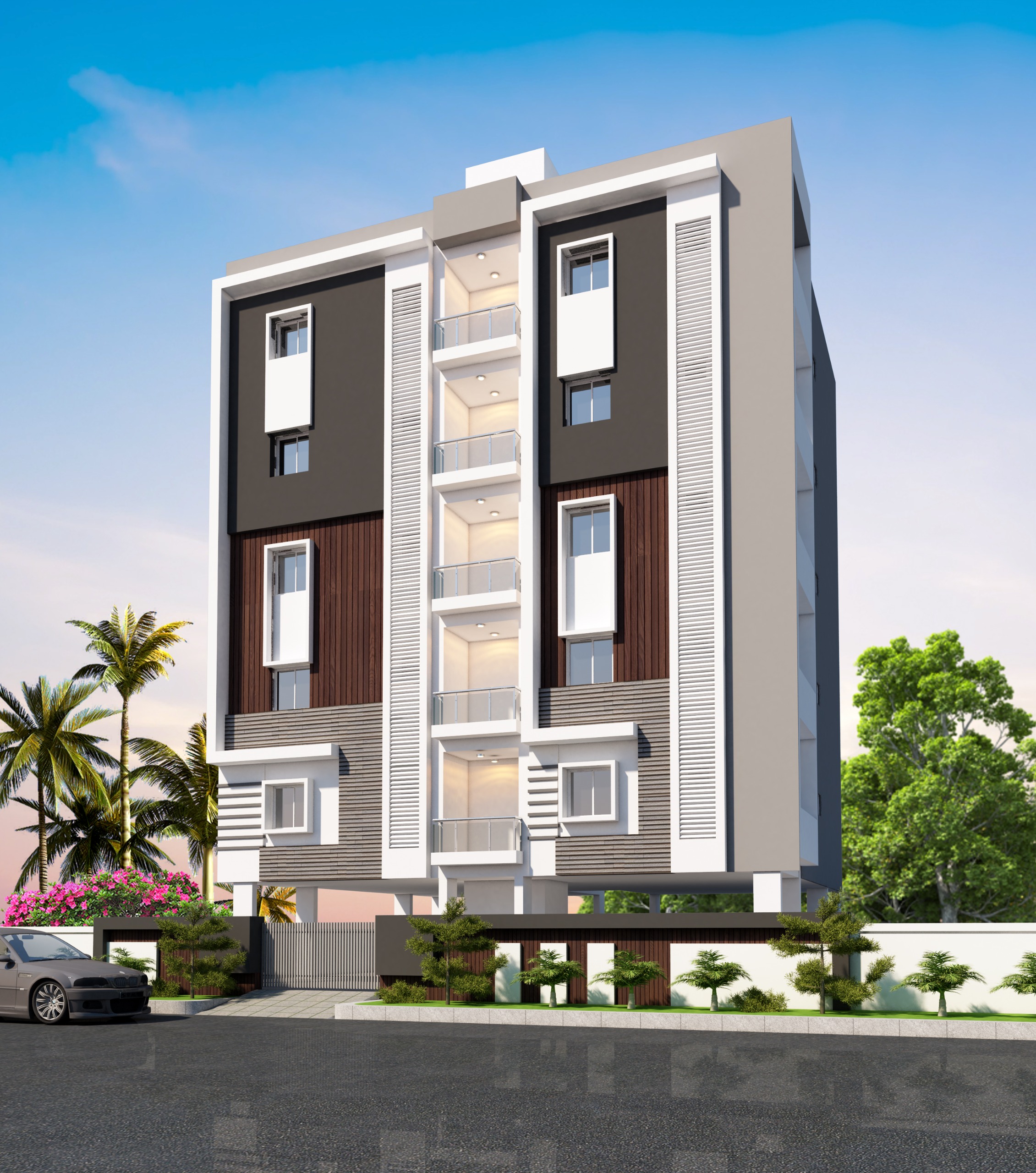 Vaarahi Sky View Front Elevation - Apartment Building Ameenpur Hyderabad